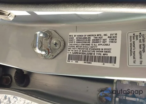 2010 Honda Cr-V Lx from USA, damaged, VIN 5J6RE4H36AL026613
